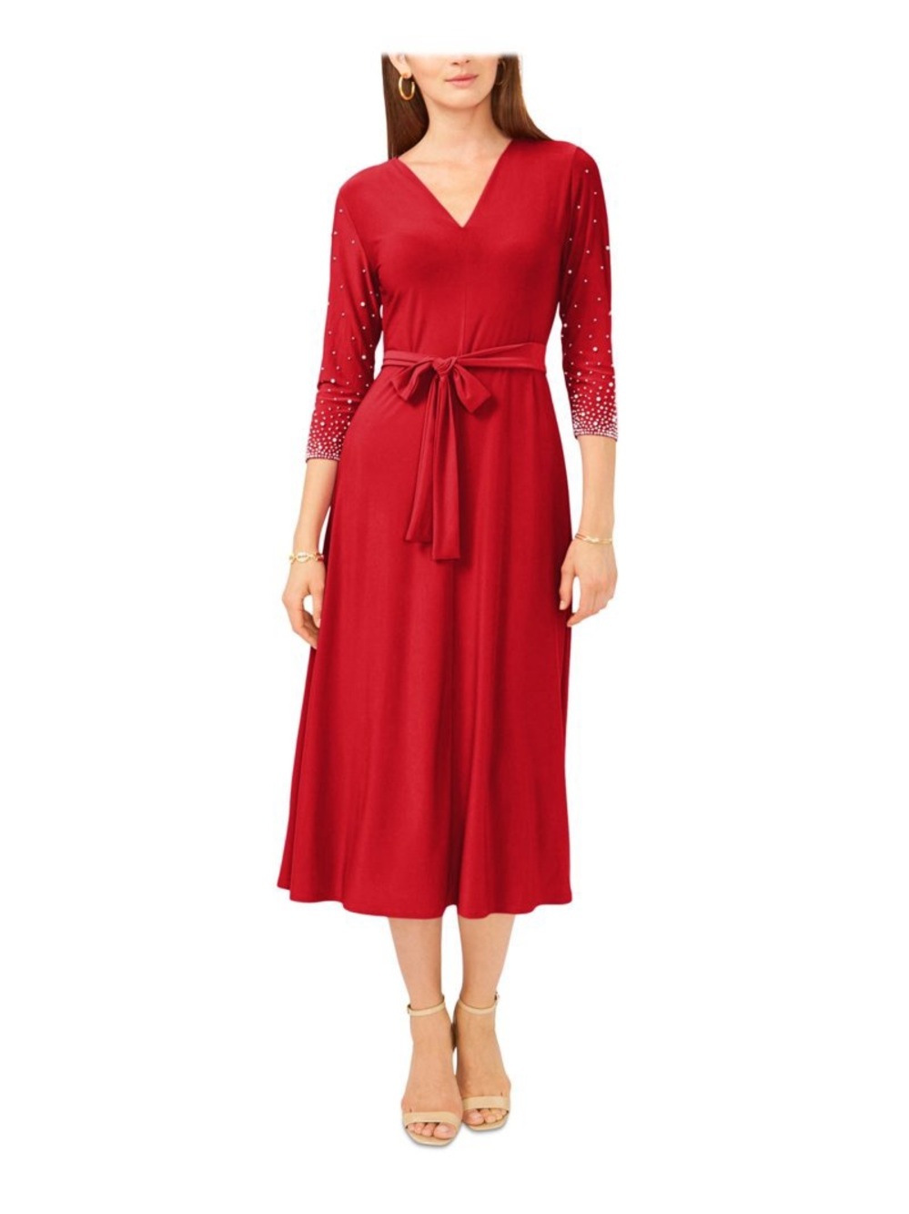 MSK Red Embellished Midi Dress – XL